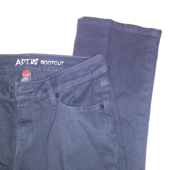 Apt 9 Jeans Womens Size 4 Petite 4P Bootcut Solid Black Denim Waist 15" Inseam 3 - Picture 3 of 11